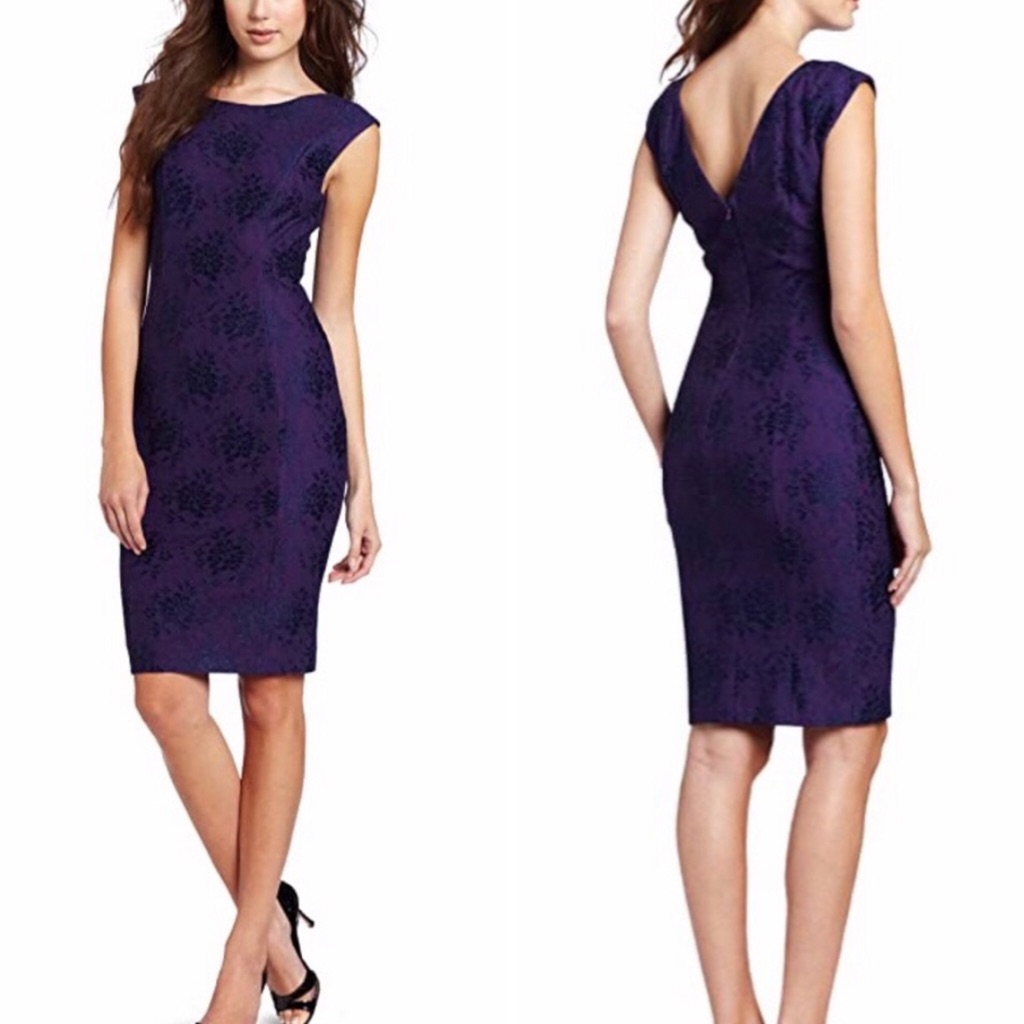 French Connection Lace Sheath Dress Sleeveless Purple Navy Sz 6